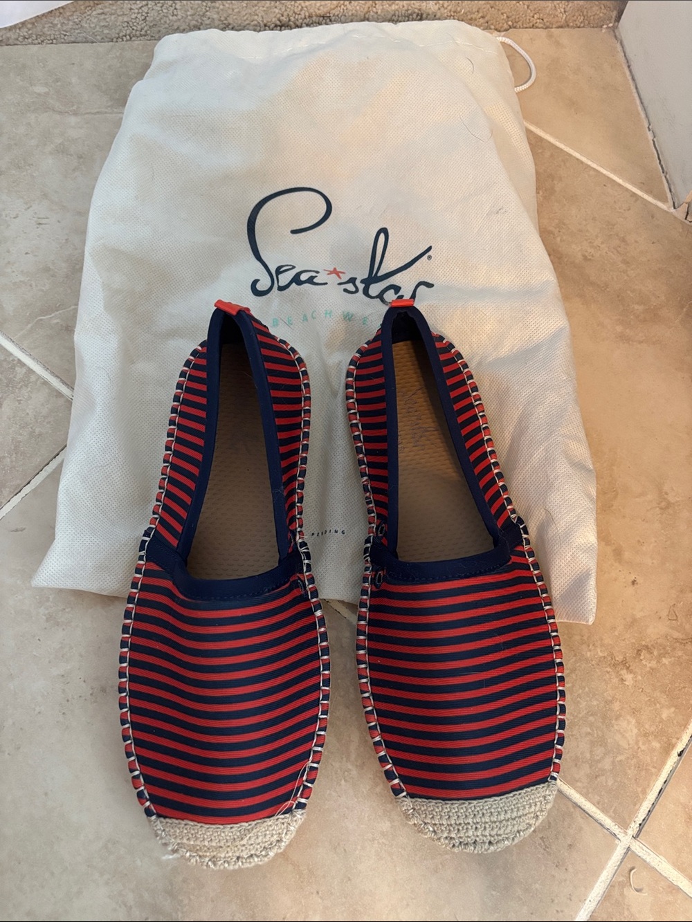 Sea Star Navy and Red Striped Women's Espadrilles